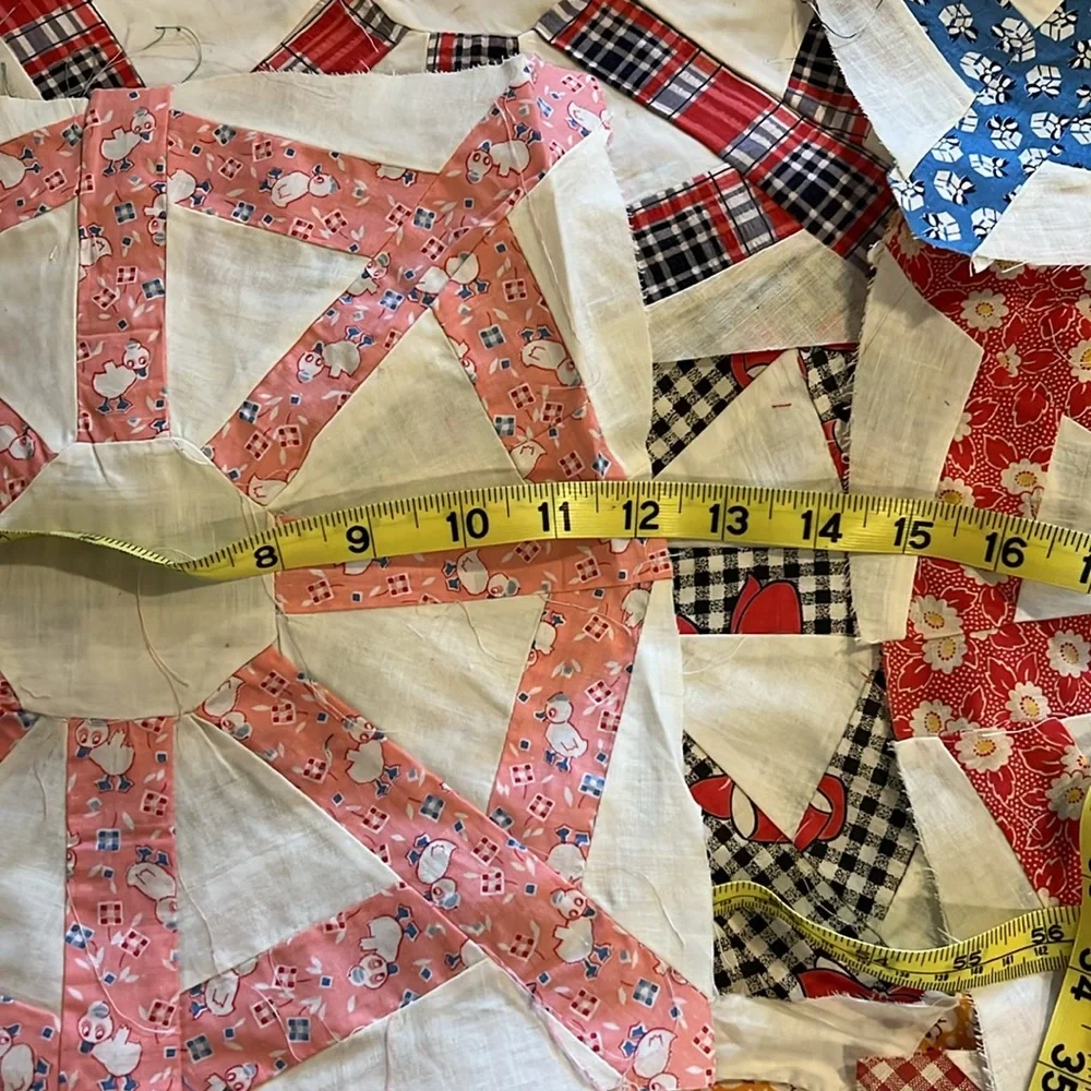 12 Colorful Patchwork Quilt Squares handmade 12”